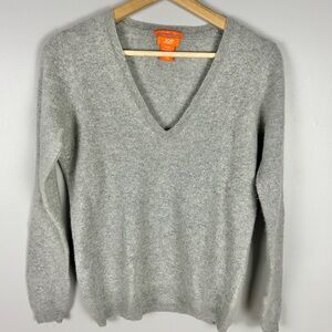 100% Cashmere V-Neck Sweater MediumLight Grey Casual‎ Capsule Wardrobe Old Money